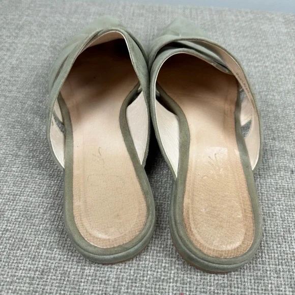 42 Gold Womens Carra Flat Heel Mule Cushioned Insole Green Suede Size 9 Pointy - Picture 4 of 11
